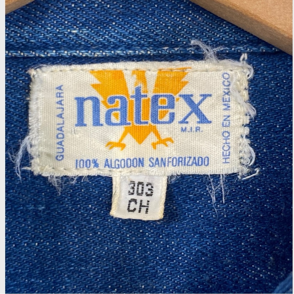 Vintage Natex Floral Embroidered Sanforized Cotton Denim Button Down Shirt Small - Picture 6 of 8